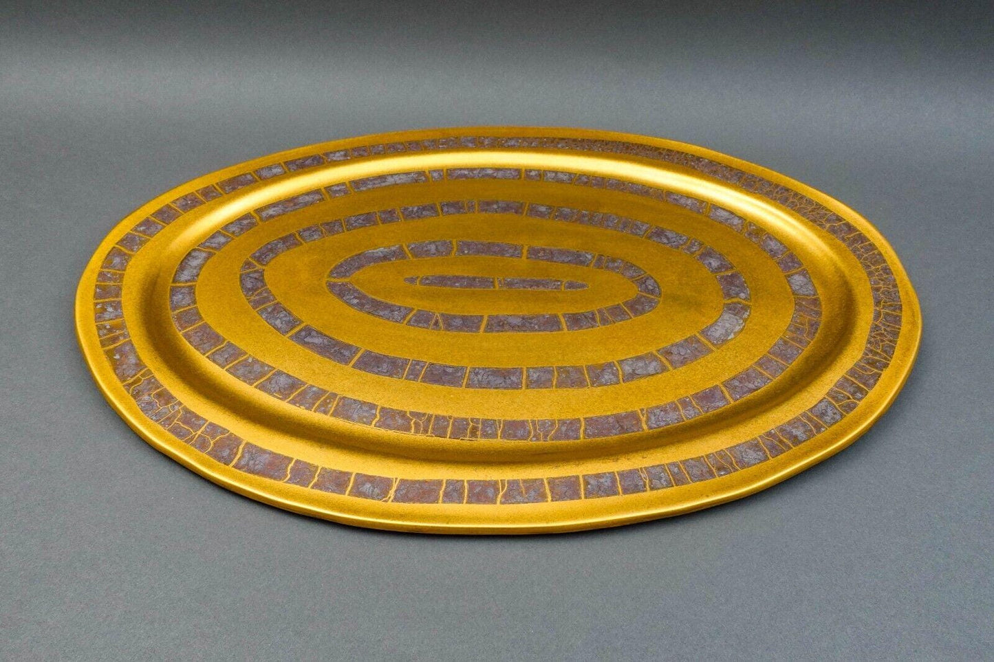 Michael Wainwright Amalfi Coral Gold Copper Crackle 22 1/2" Oval Serving Platter