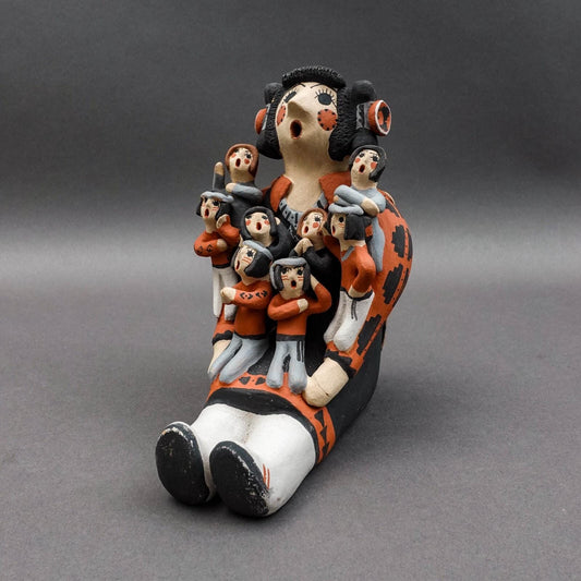 Chris Fragua Jemez Pueblo Storyteller 8 Children Pottery Sculpture Figure (Read)