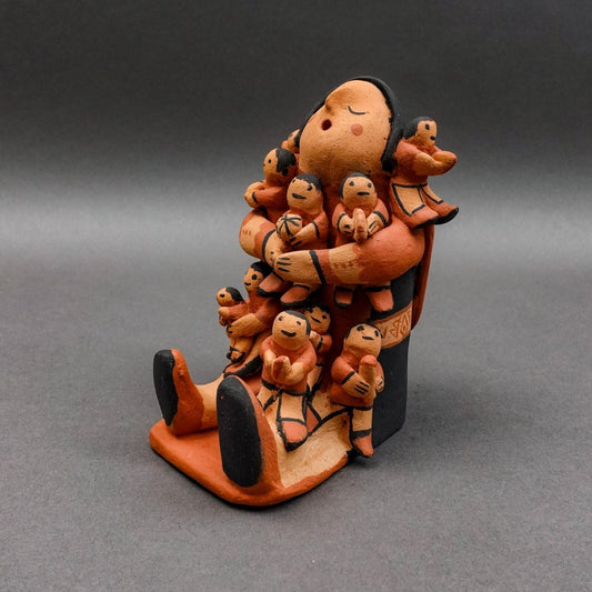 Jemez Pueblo MSJ Signed Vintage Storyteller 10 Children Pottery Sculpture Figure