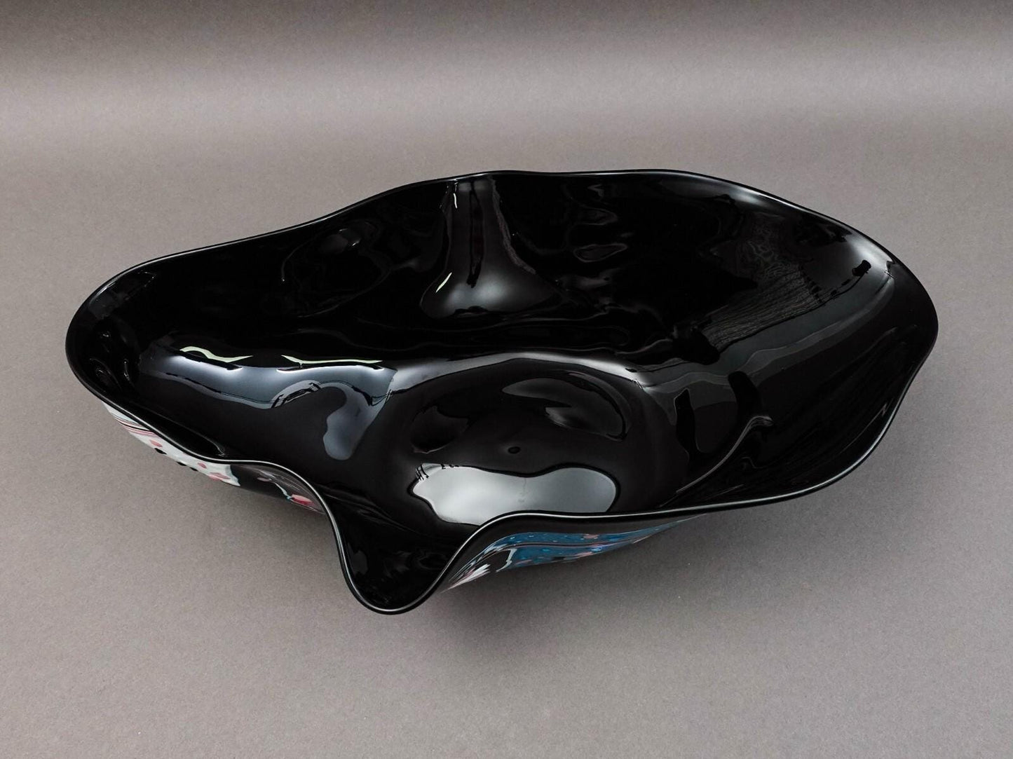 Stephen Nelson 1993 Signed Abstract Studio Art Glass Flute Centerpiece Bowl Vase