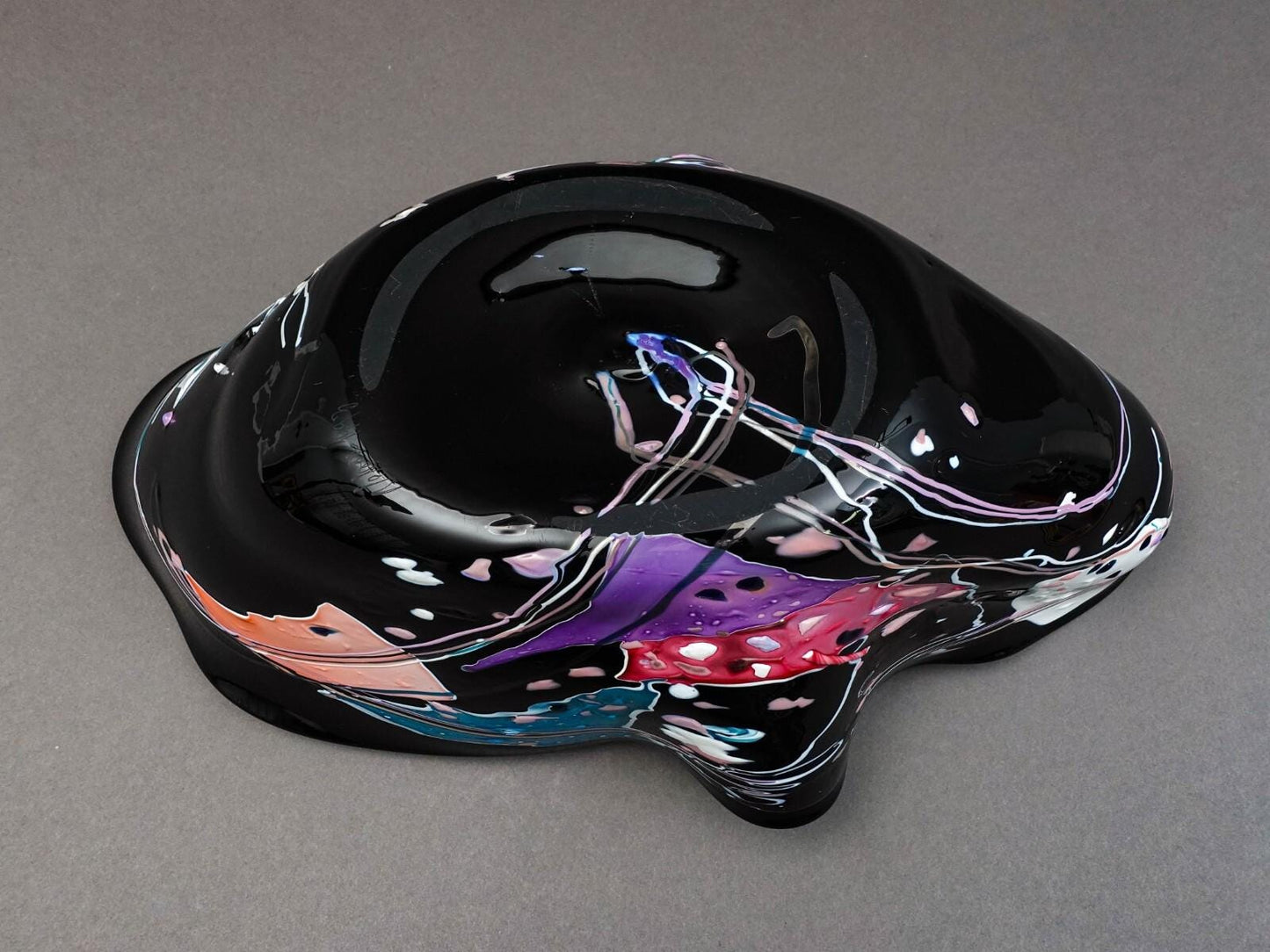 Stephen Nelson 1993 Signed Abstract Studio Art Glass Flute Centerpiece Bowl Vase
