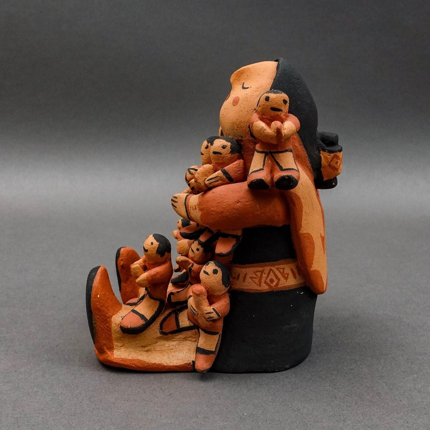 Jemez Pueblo MSJ Signed Vintage Storyteller 10 Children Pottery Sculpture Figure