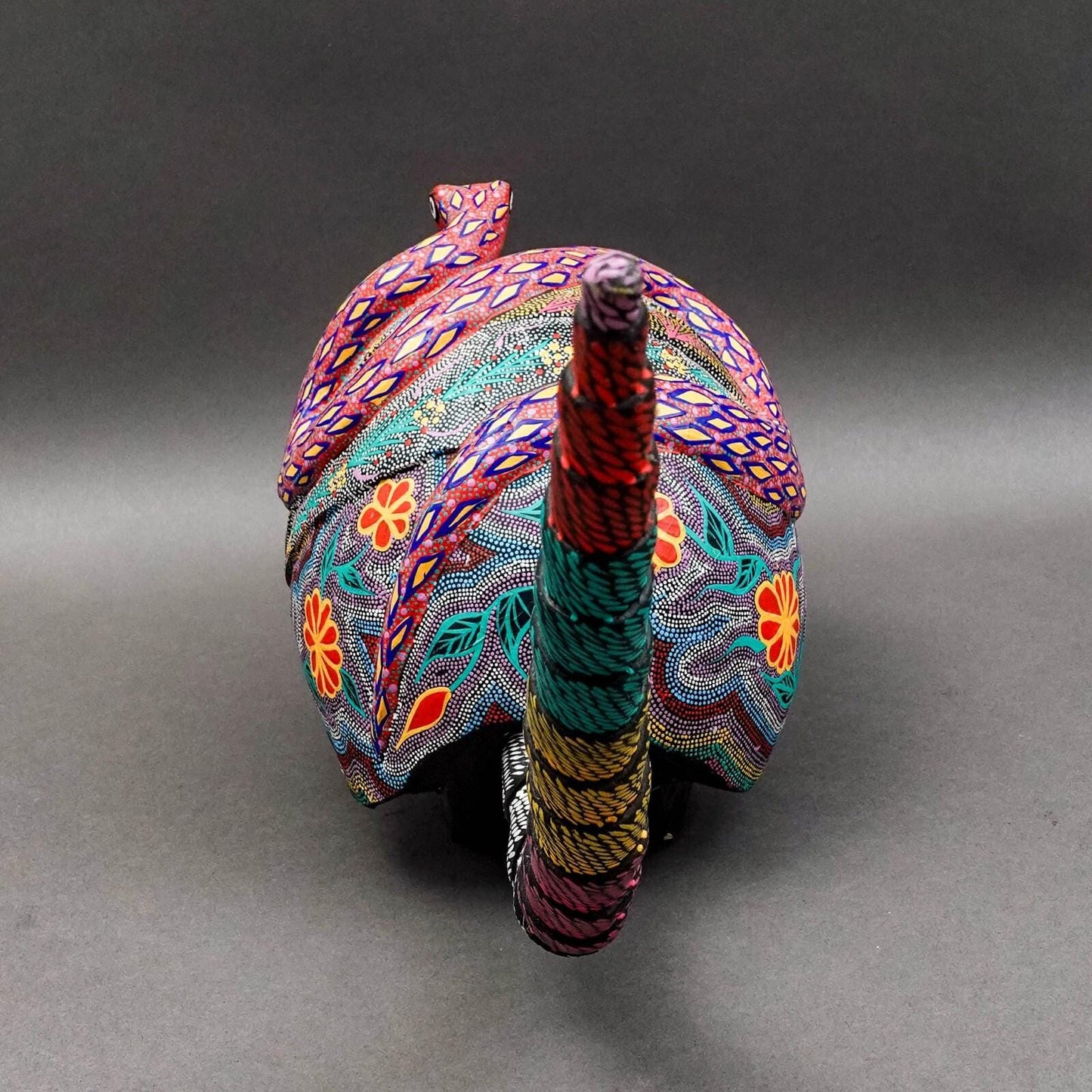 Oaxacan Wood Carved Painted Armadillo Snake Alebrije Mexican Art Sculpture 21.5"