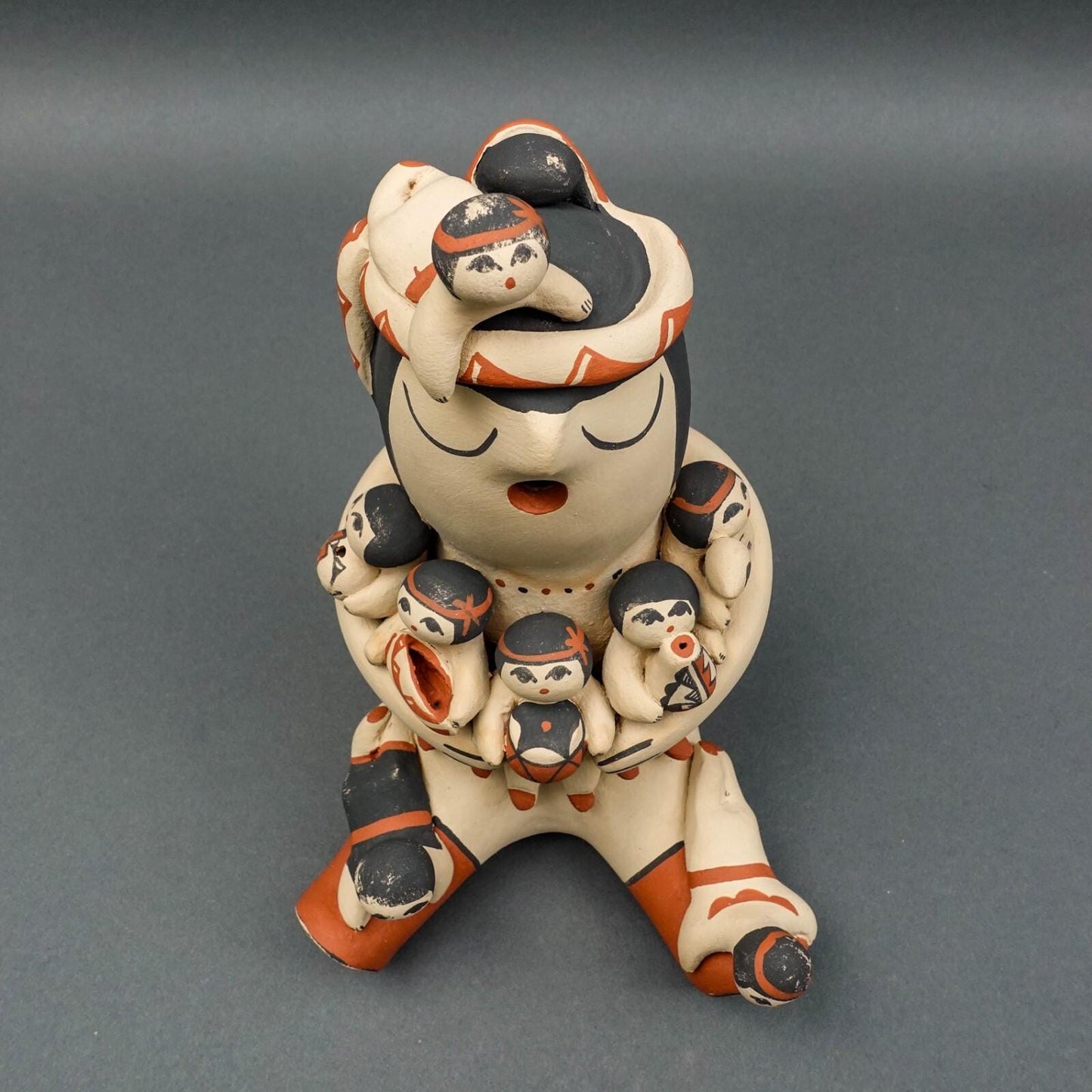 Marie Toya Signed Jemez Pueblo Storyteller 8 Children Pottery Sculpture Figurine