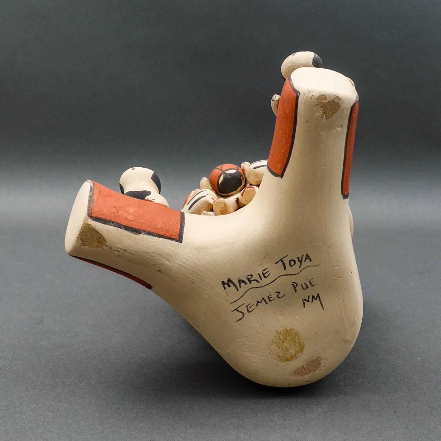 Marie Toya Signed Jemez Pueblo Storyteller 8 Children Pottery Sculpture Figurine
