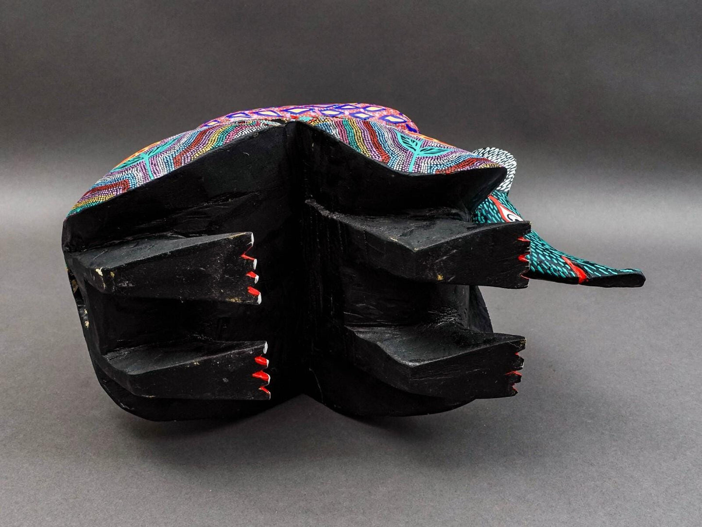 Oaxacan Wood Carved Painted Armadillo Snake Alebrije Mexican Art Sculpture 21.5"