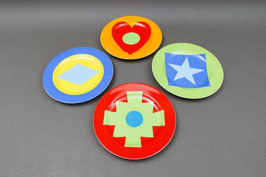 Swid Powell Gene Meyer Stars Geometric 8 1/4" Salad Dessert Plate Set Of 4