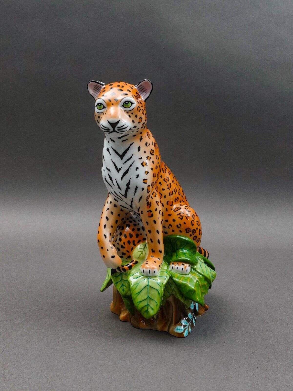 Lynn Chase Jaguar Jungle Mother & Cub Porcelain Figurine 10" LE #139 (Read)