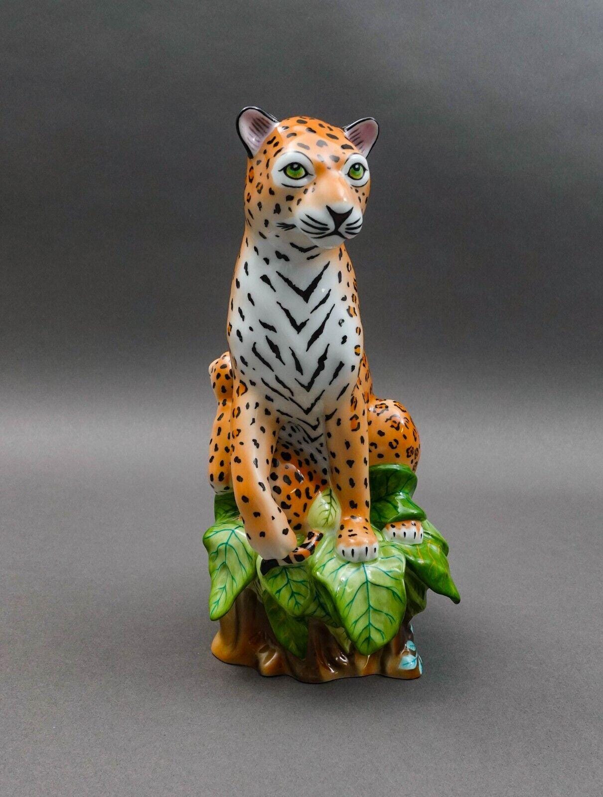 Lynn Chase Jaguar Jungle Mother & Cub Porcelain Figurine 10" LE #139 (Read)