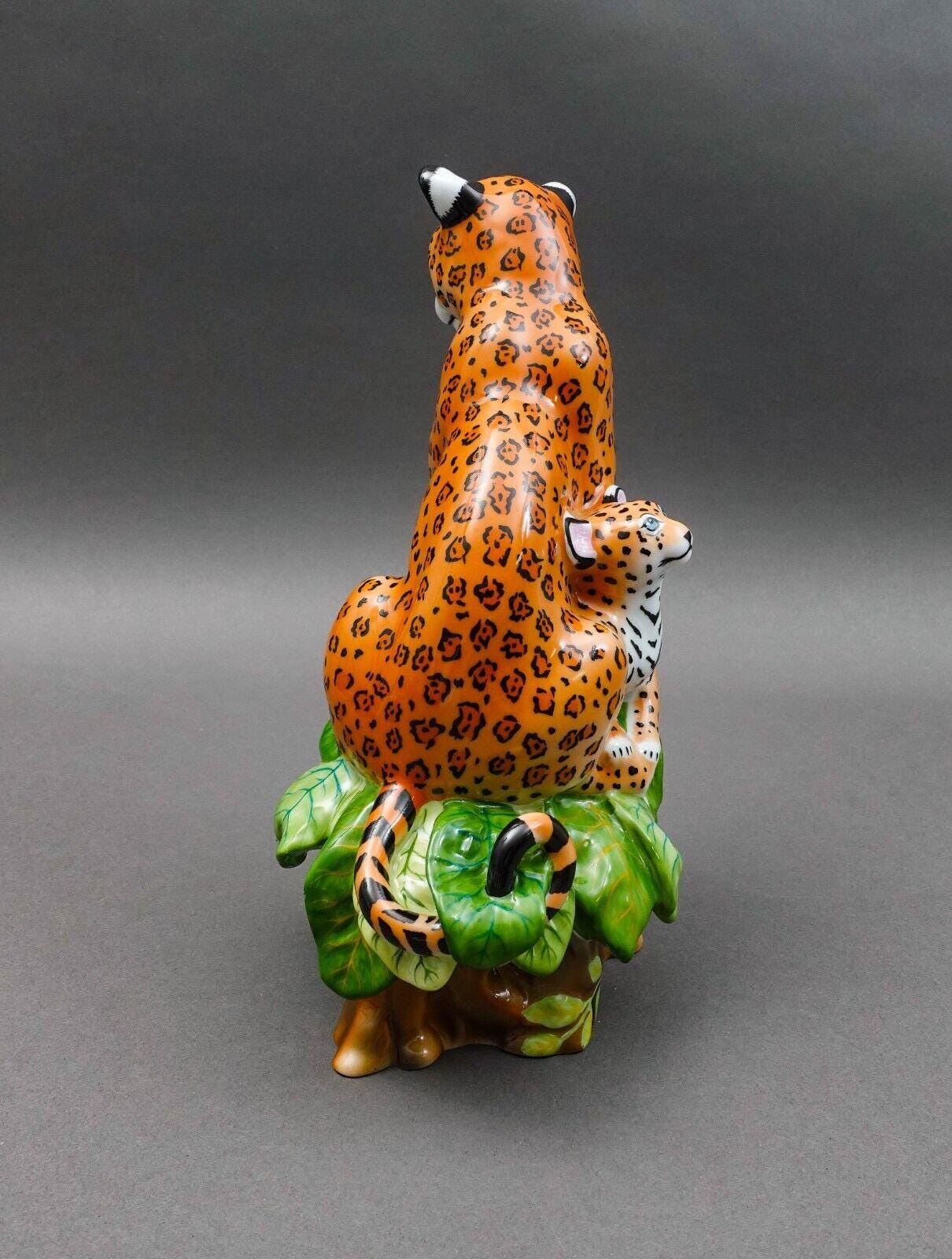 Lynn Chase Jaguar Jungle Mother & Cub Porcelain Figurine 10" LE #139 (Read)