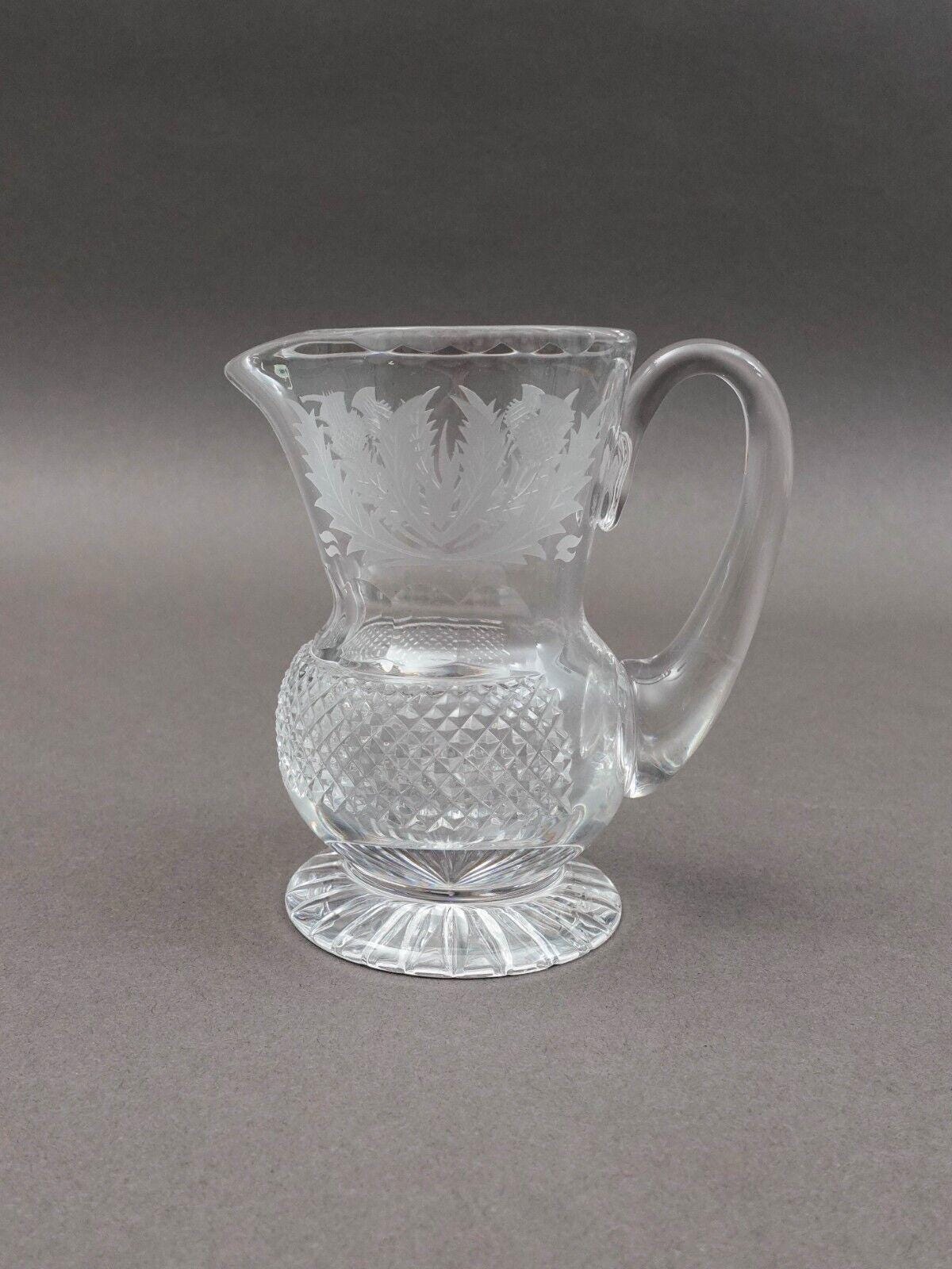 Edinburgh Signed Scotland Crystal Thistle 4" Creamer Jug Pitcher