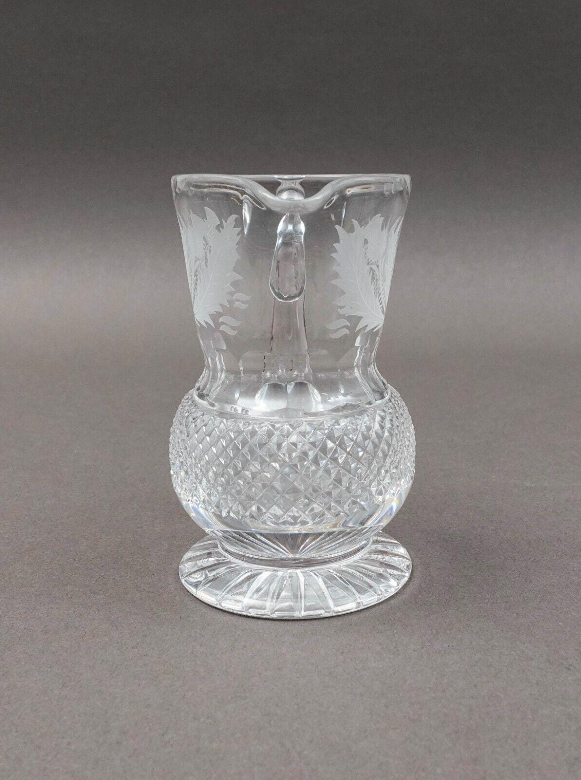 Edinburgh Signed Scotland Crystal Thistle 4" Creamer Jug Pitcher