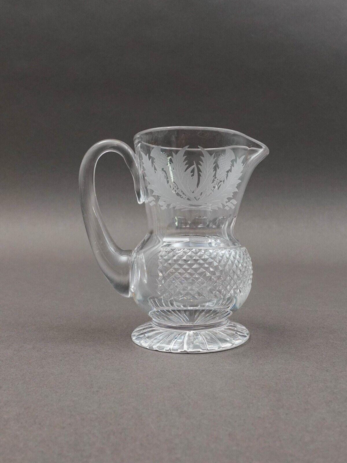 Edinburgh Signed Scotland Crystal Thistle 4" Creamer Jug Pitcher
