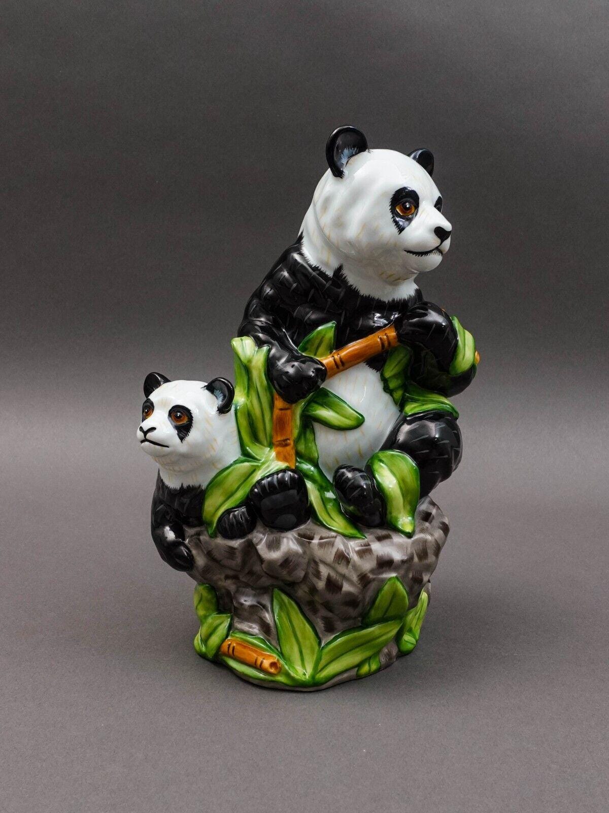 Lynn Chase Panda Bear Mother & Cub Bamboo Tree Porcelain Figurine 9 5/8" LE #155