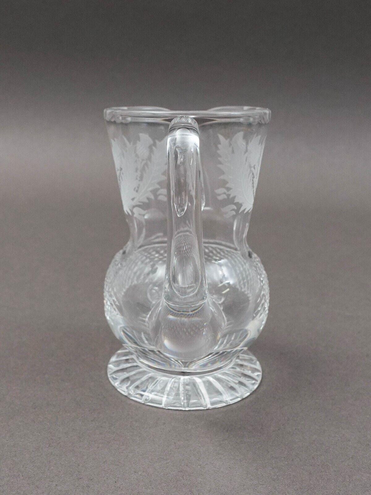 Edinburgh Signed Scotland Crystal Thistle 4" Creamer Jug Pitcher
