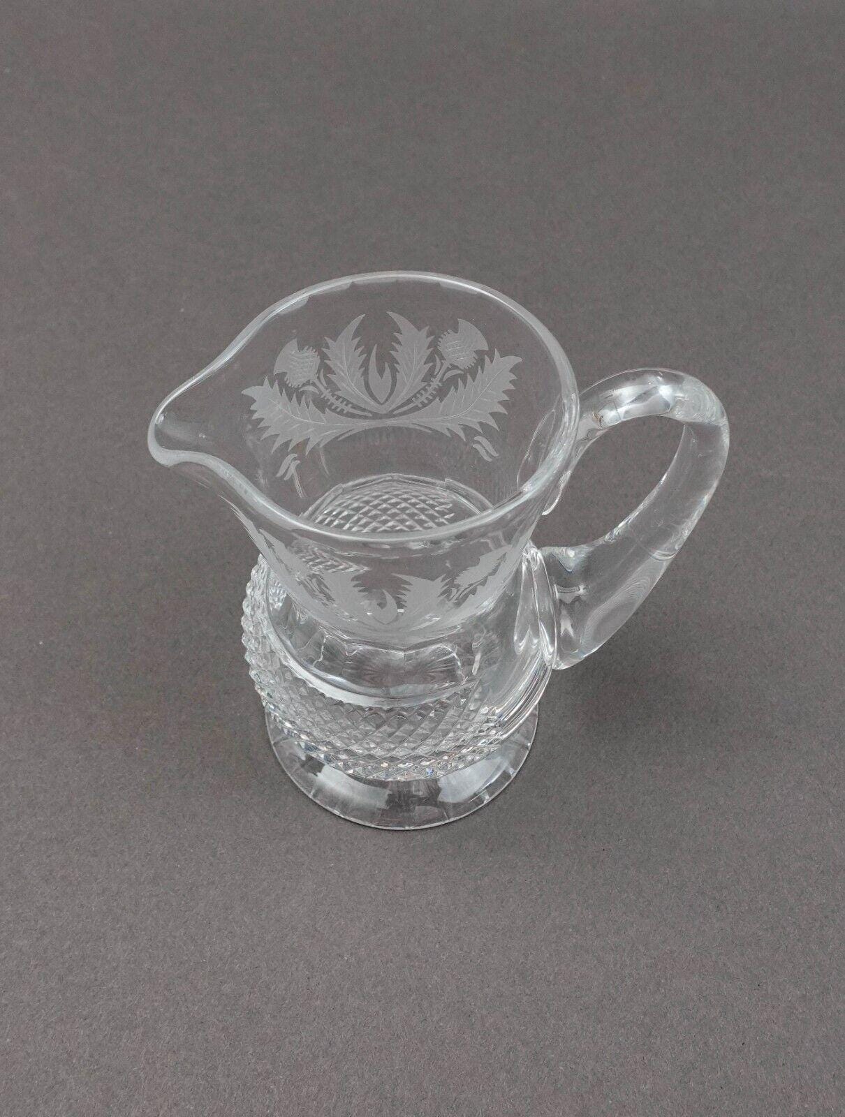 Edinburgh Signed Scotland Crystal Thistle 4" Creamer Jug Pitcher