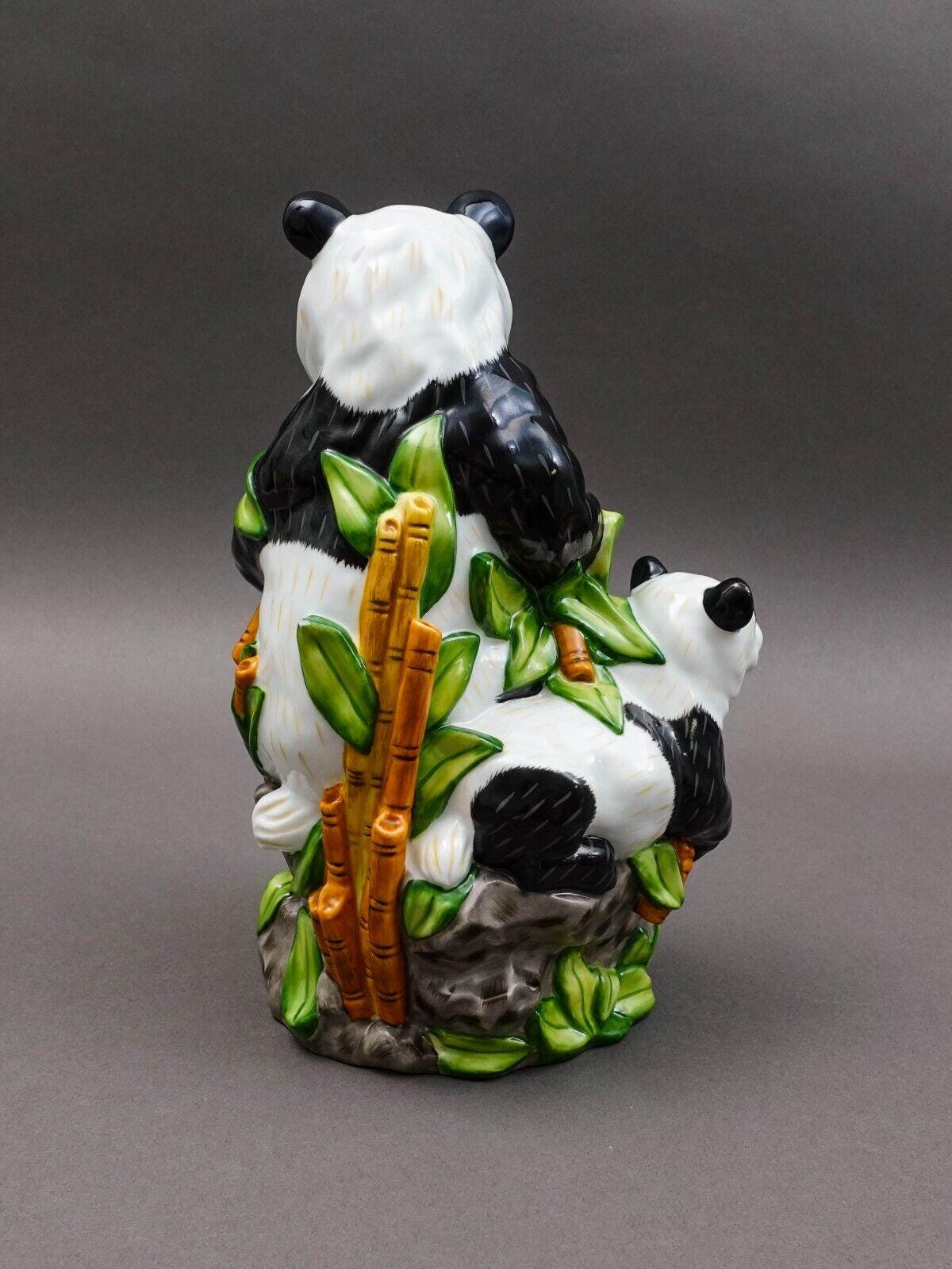 Lynn Chase Panda Bear Mother & Cub Bamboo Tree Porcelain Figurine 9 5/8" LE #155