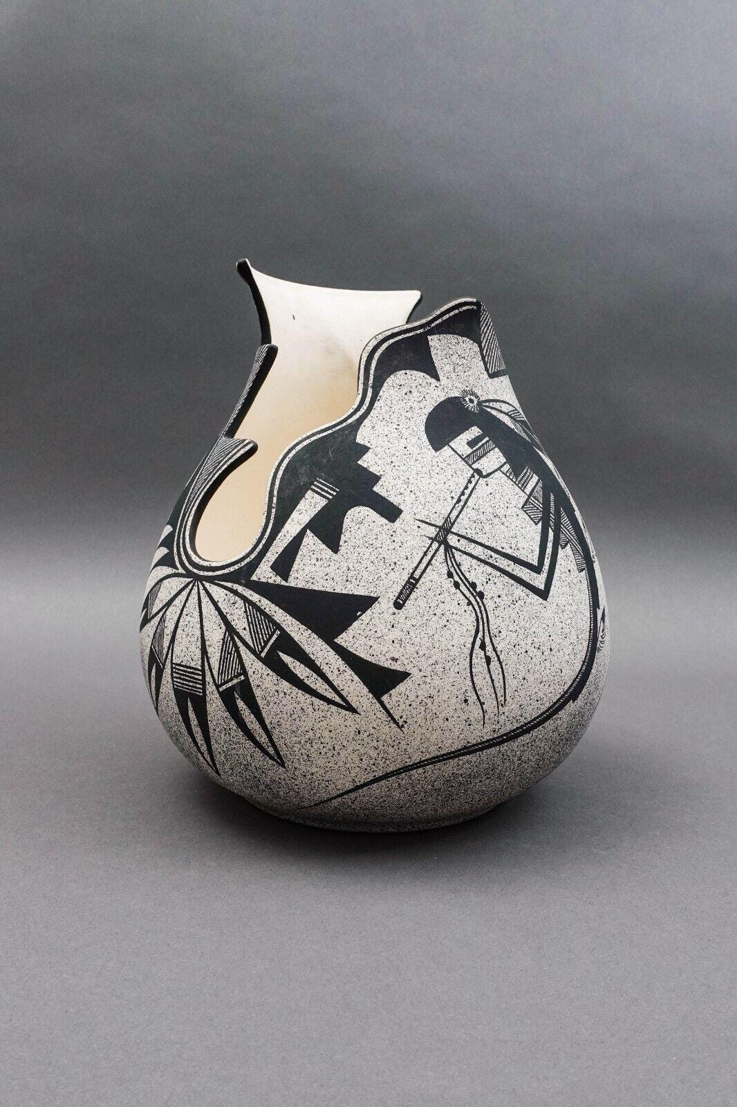 Anthony Edaakie Isleta Pueblo N.M. Hand Painted Kachina Pottery Vase 9.75" Tall