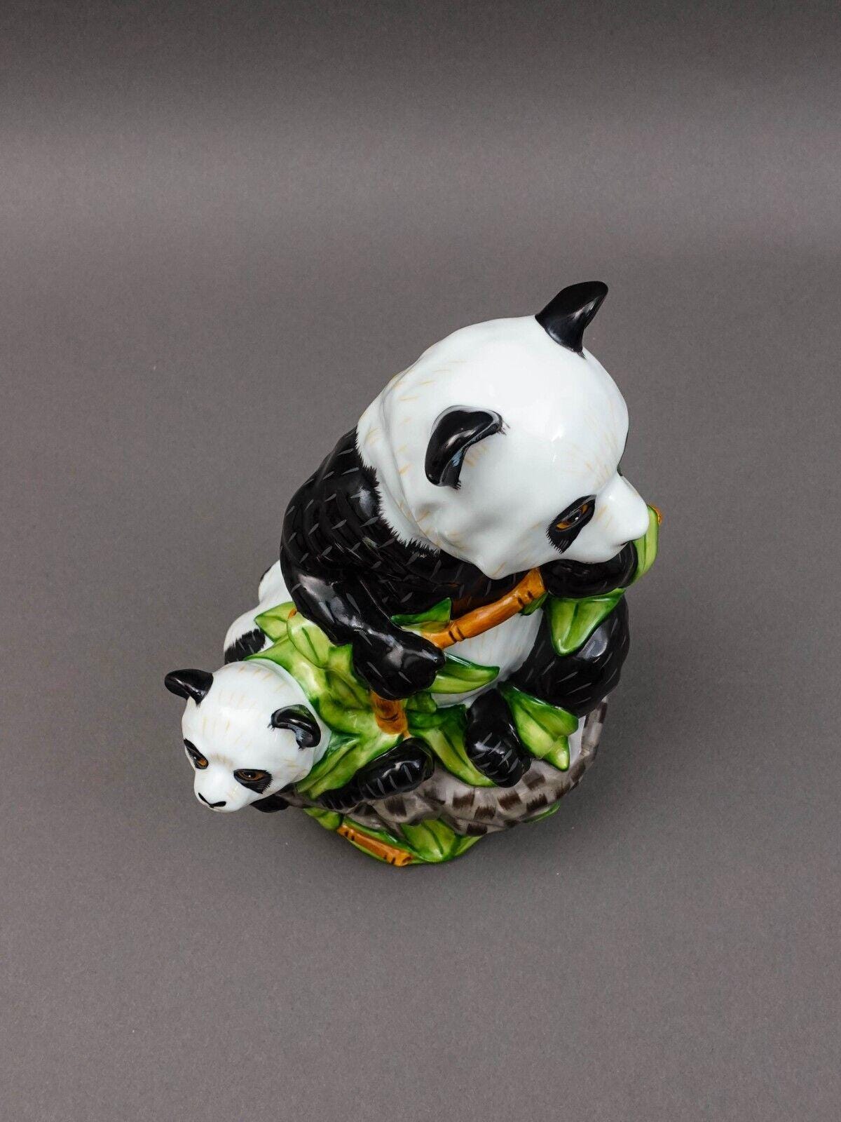 Lynn Chase Panda Bear Mother & Cub Bamboo Tree Porcelain Figurine 9 5/8" LE #155
