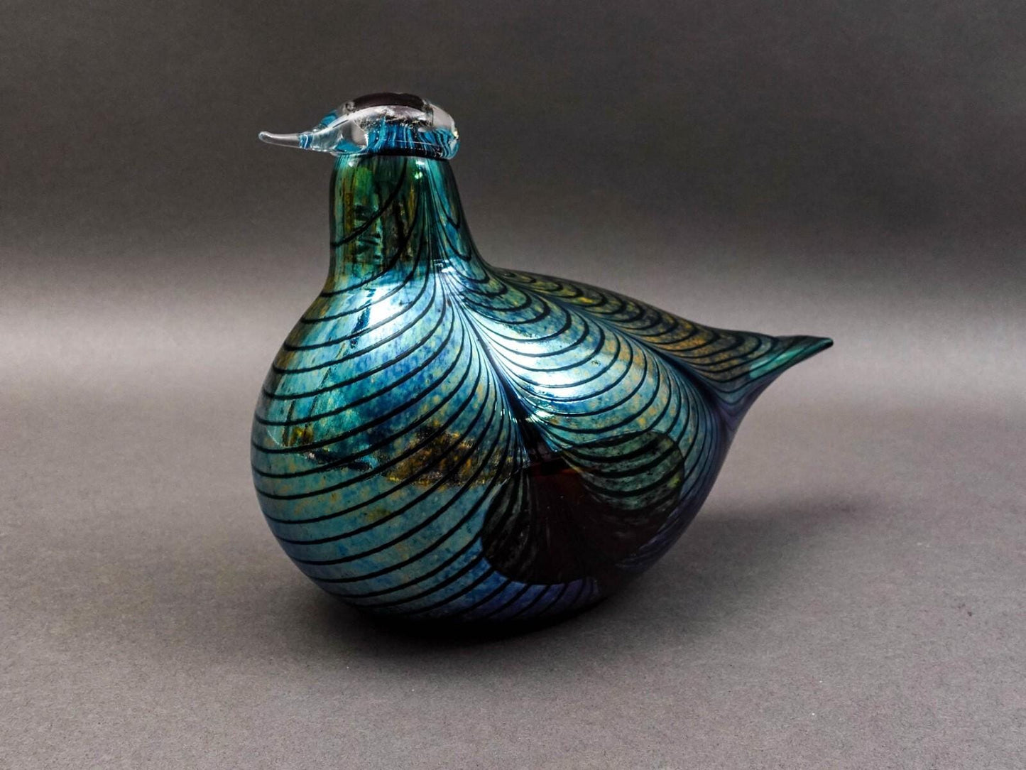 Iittala Finland Oiva Toikka Nuutajarvi Iridescent Glass Fasaani Pheasant Bird 9"