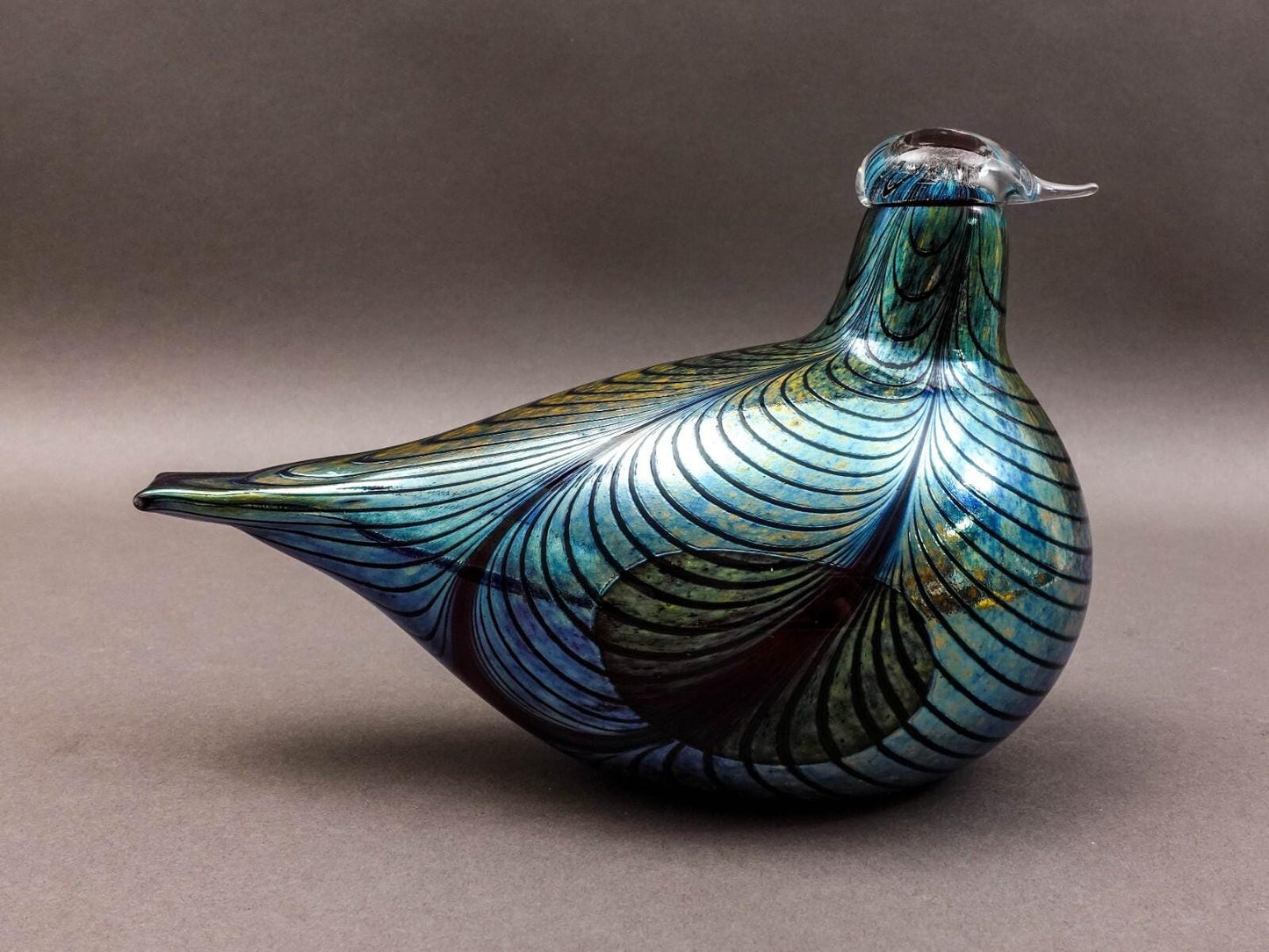 Iittala Finland Oiva Toikka Nuutajarvi Iridescent Glass Fasaani Pheasant Bird 9"