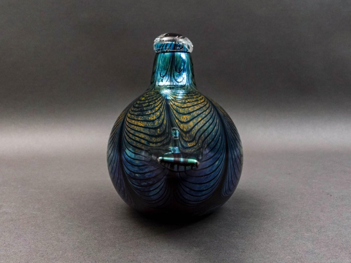 Iittala Finland Oiva Toikka Nuutajarvi Iridescent Glass Fasaani Pheasant Bird 9"