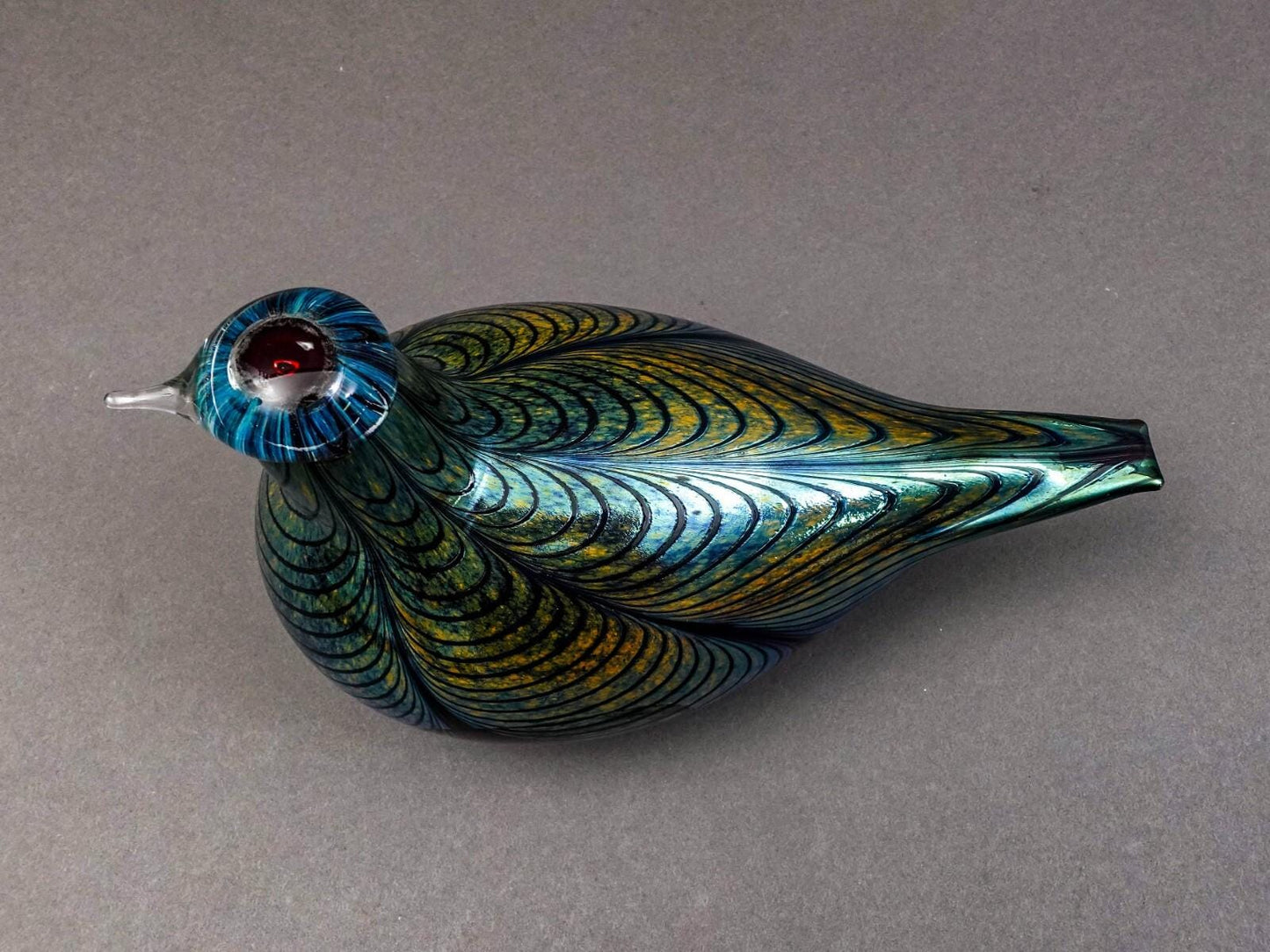 Iittala Finland Oiva Toikka Nuutajarvi Iridescent Glass Fasaani Pheasant Bird 9"