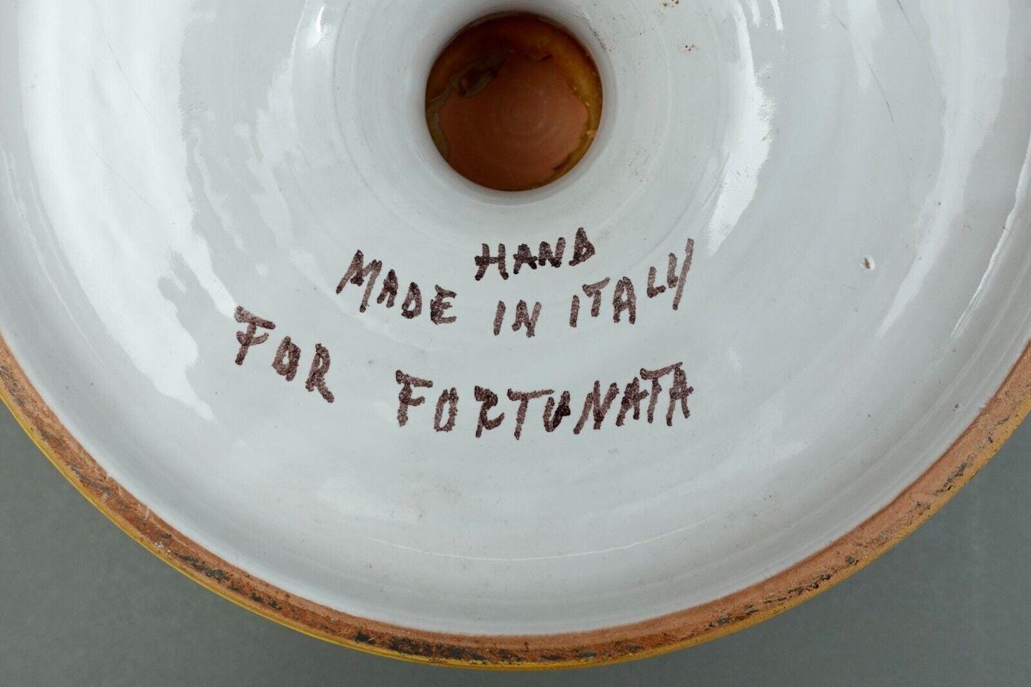 Large Fortunata Italy Handmade Pottery Centerpiece Pedestal Compote Bowl Lion's