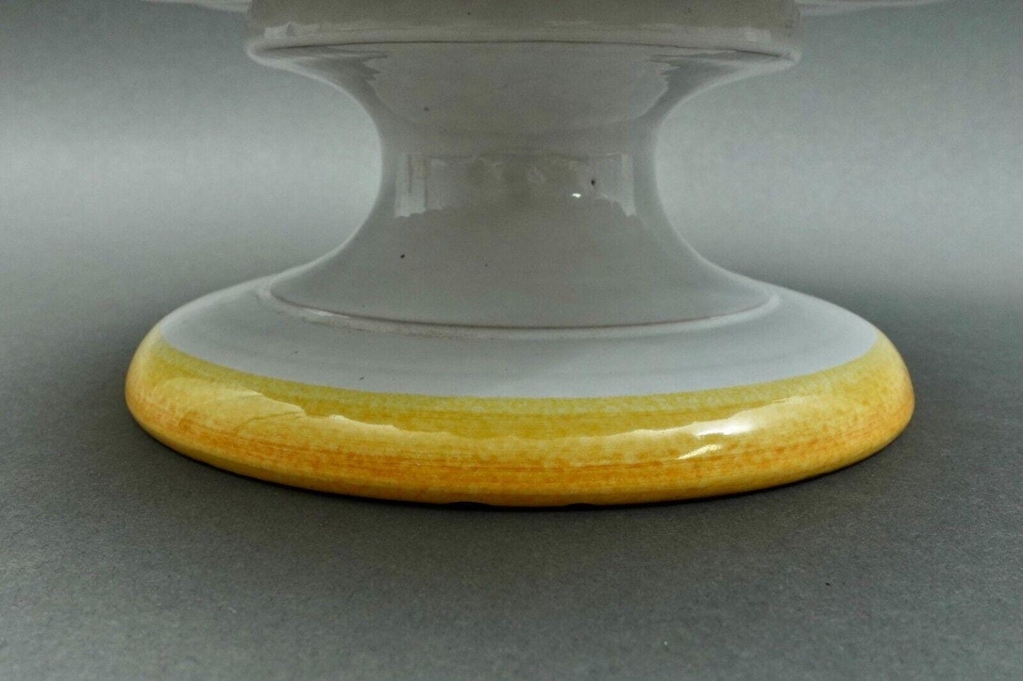 Large Fortunata Italy Handmade Pottery Centerpiece Pedestal Compote Bowl Lion's