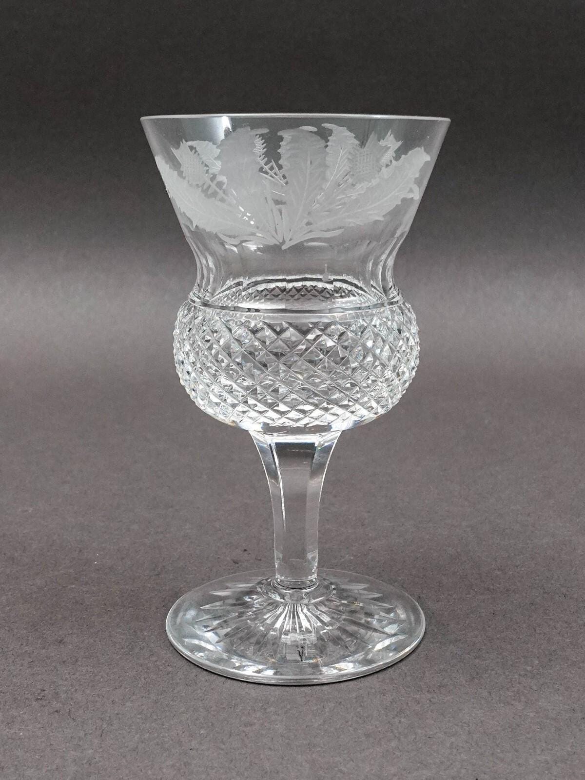 Edinburgh Crystal Scotland 4 1/4"-4 1/2" Thistle Sherry Glasses Set Of 5 (Read)