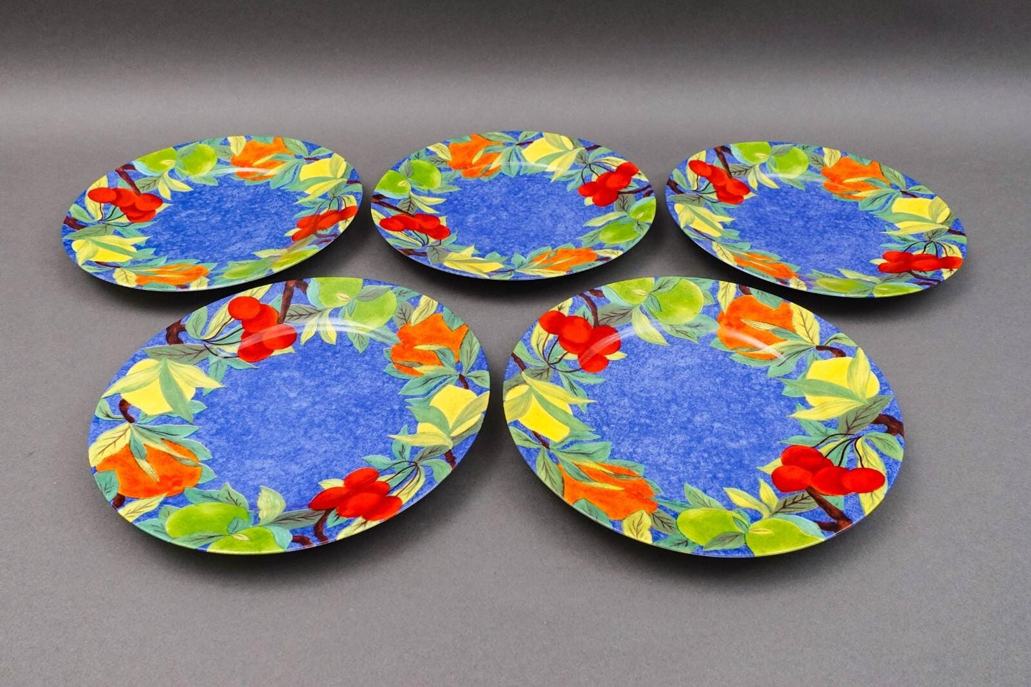 Laure Japy Paris Limoges Jardin Bleu Fruit 8 3/4" Salad Dessert Plates Set Of 3