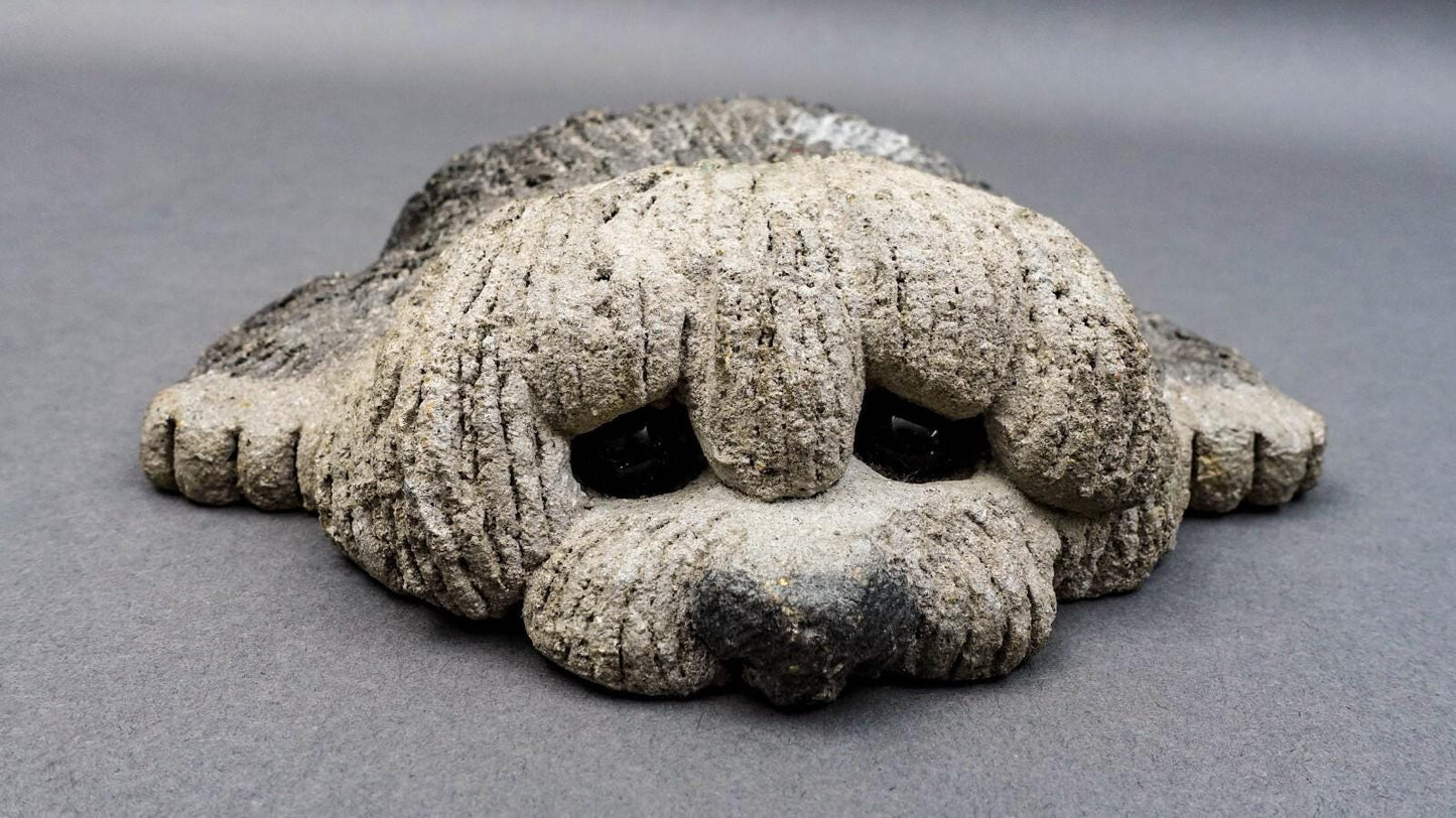 Lou Rankin Signed  1979 Old English Sheep Dog Concrete Sculpture 7 5/8"