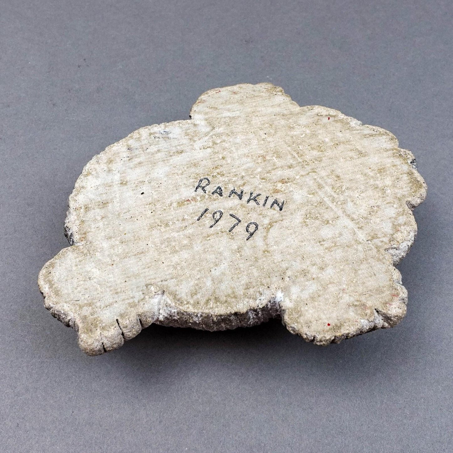 Lou Rankin Signed  1979 Old English Sheep Dog Concrete Sculpture 7 5/8"
