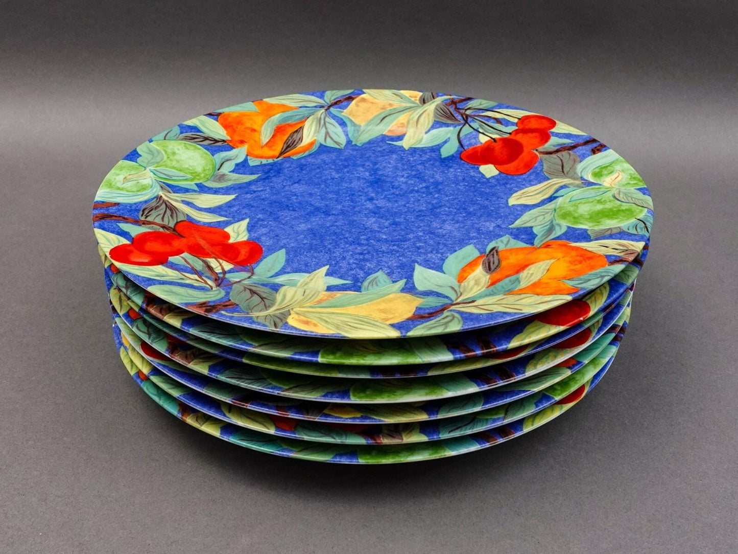 Laure Japy Paris Jardin Bleu Fruit 11 3/4" Charger Service Plate Set Of 4 (Read)