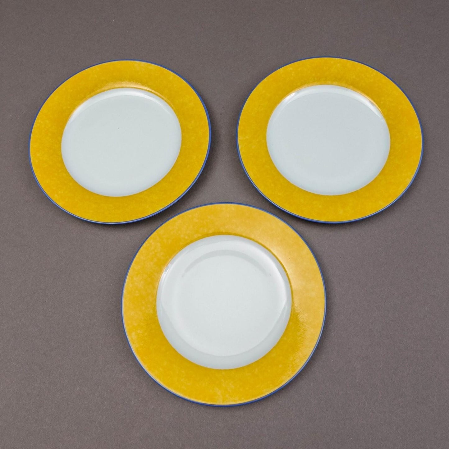 Laure Japy Paris Giverny Yellow Blue Trim 7 1/8" Bread & Butter Plate Set Of 3