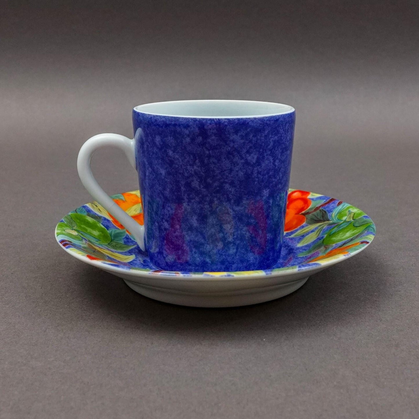 Laure Japy Paris Limoges Jardin Bleu Fruit Demitasse Cup & Saucer Set Of 7