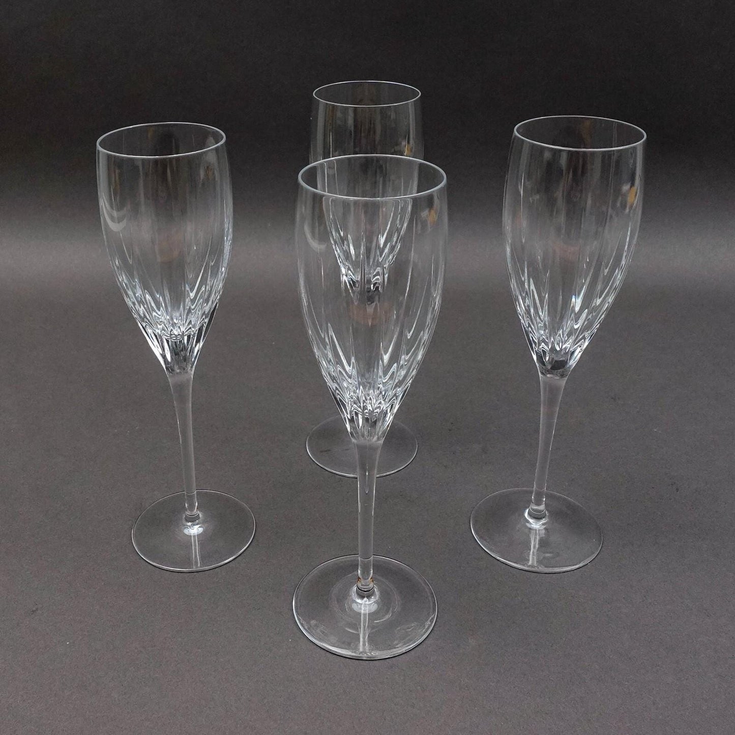 Miller Rogaska Crystal Stemware Soho 8 7/8" Champagne Flutes Glasses Set Of 4