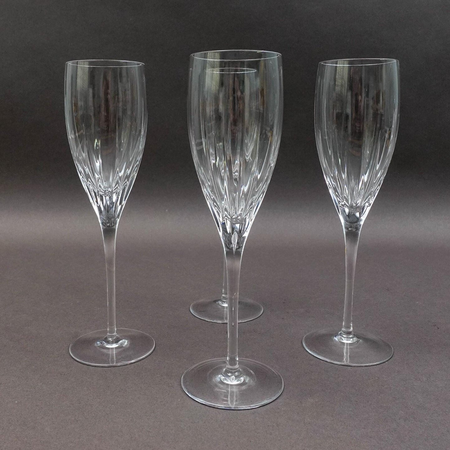 Miller Rogaska Crystal Stemware Soho 8 7/8" Champagne Flutes Glasses Set Of 4