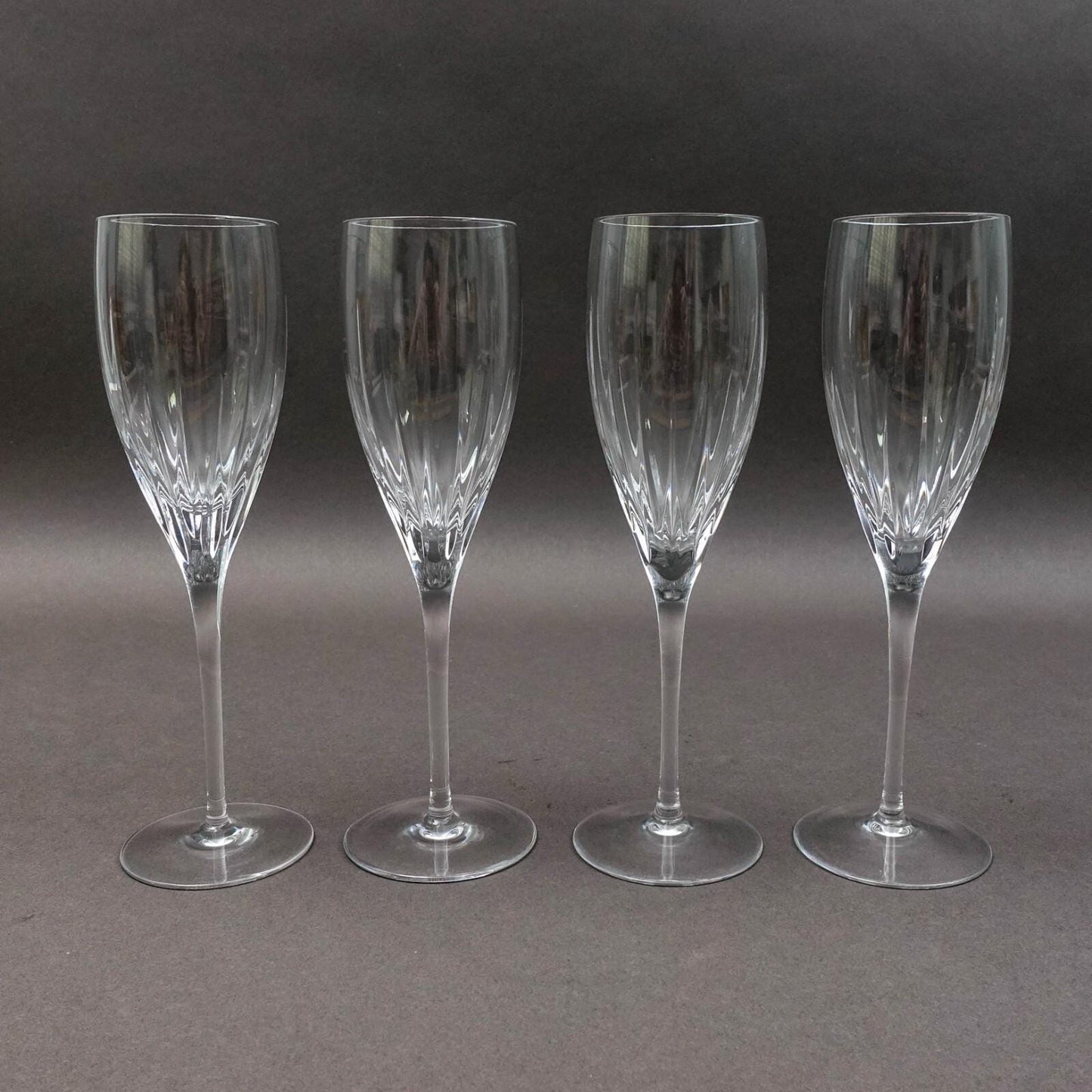 Miller Rogaska Crystal Stemware Soho 8 7/8" Champagne Flutes Glasses Set Of 4