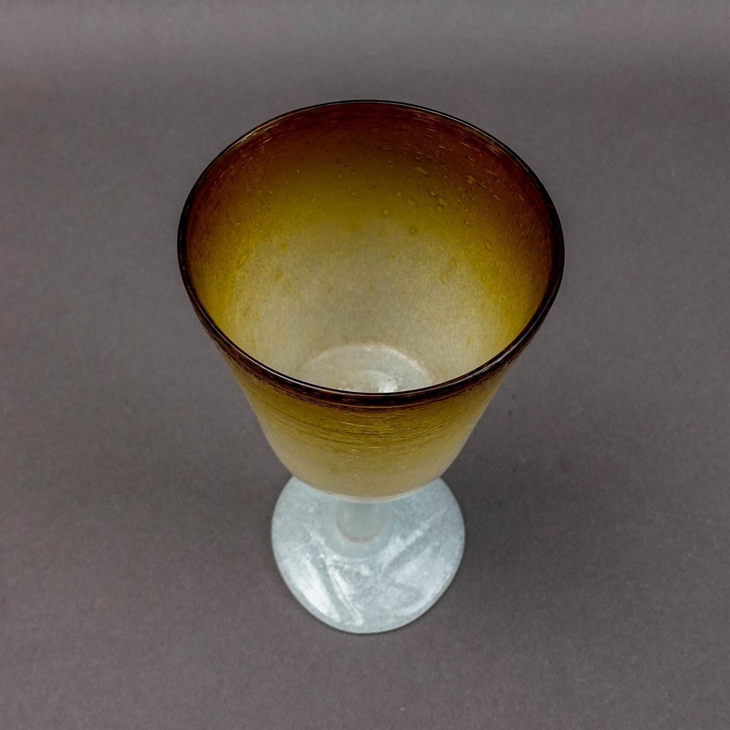 Napoleone Martinuzzi Murano Pulegoso Amber Seafoam Wine Glasses Set Of 4