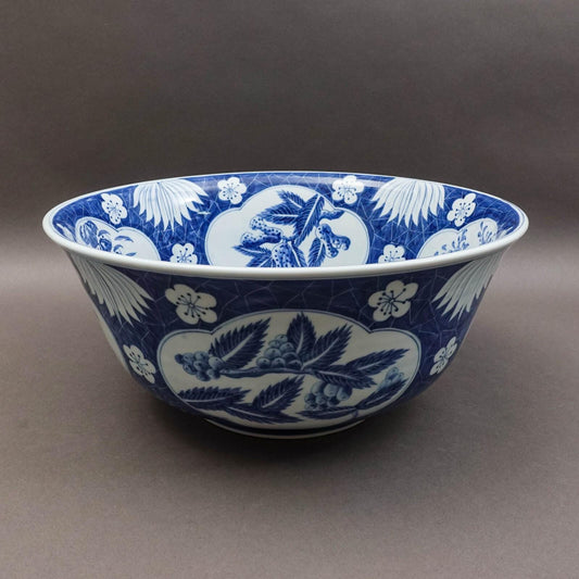 Maitland Smith Large Chinoiserie Blue & White Porcelain Centerpiece Bowl 14 1/2"