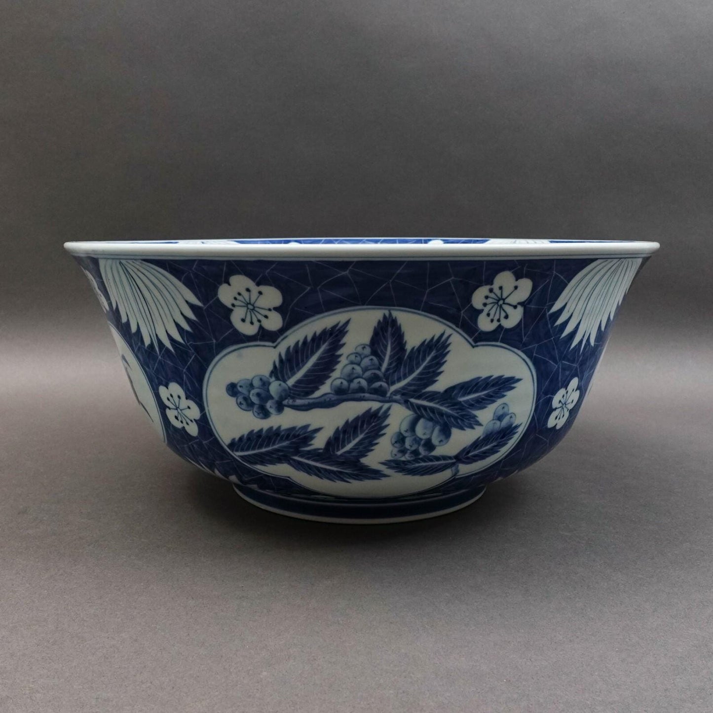 Maitland Smith Large Chinoiserie Blue & White Porcelain Centerpiece Bowl 14 1/2"