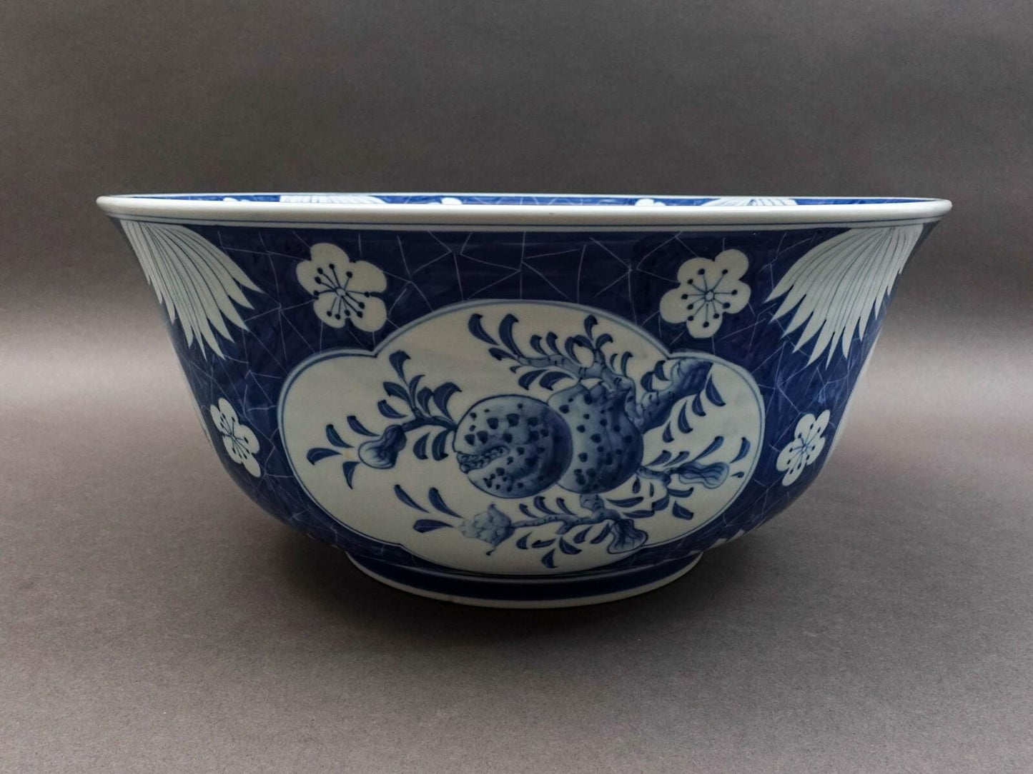 Maitland Smith Large Chinoiserie Blue & White Porcelain Centerpiece Bowl 14 1/2"