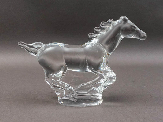 Steuben Crystal Signed Peter Drobny Full Gallop Horse Glass Figurine Sculpture