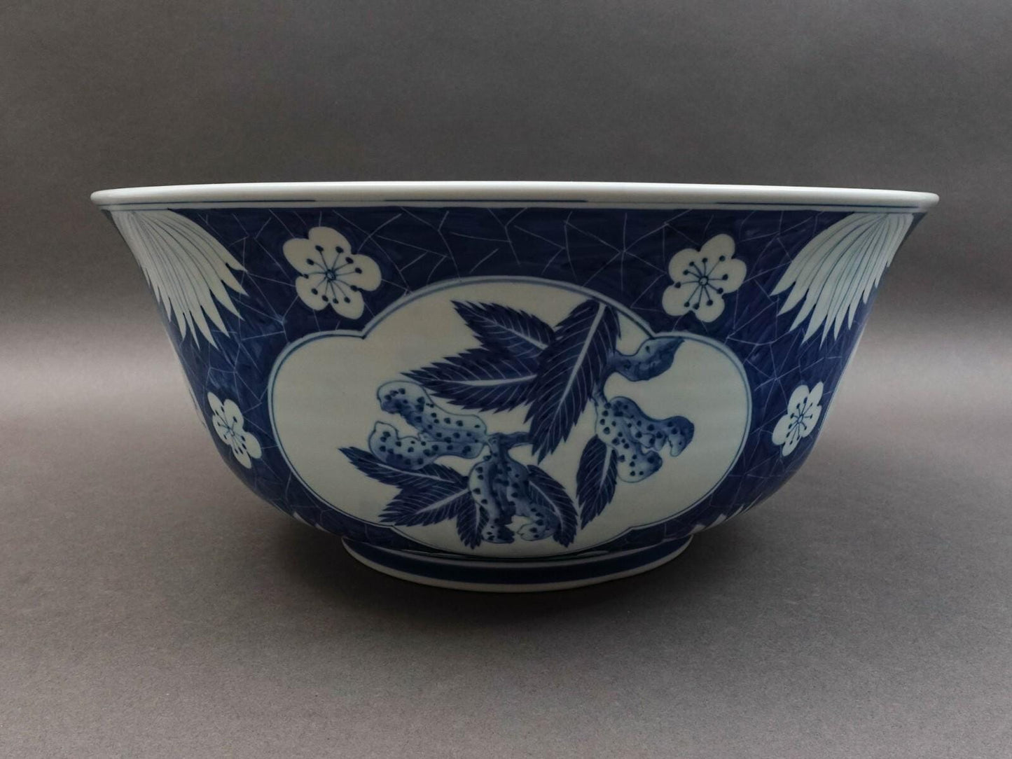 Maitland Smith Large Chinoiserie Blue & White Porcelain Centerpiece Bowl 14 1/2"