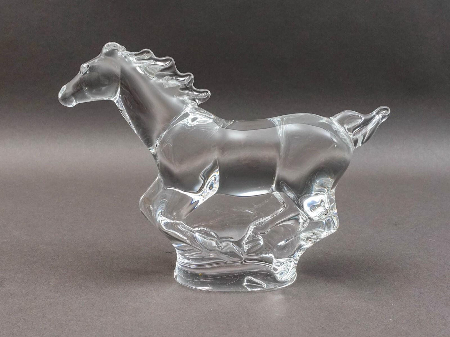 Steuben Crystal Signed Peter Drobny Full Gallop Horse Glass Figurine Sculpture