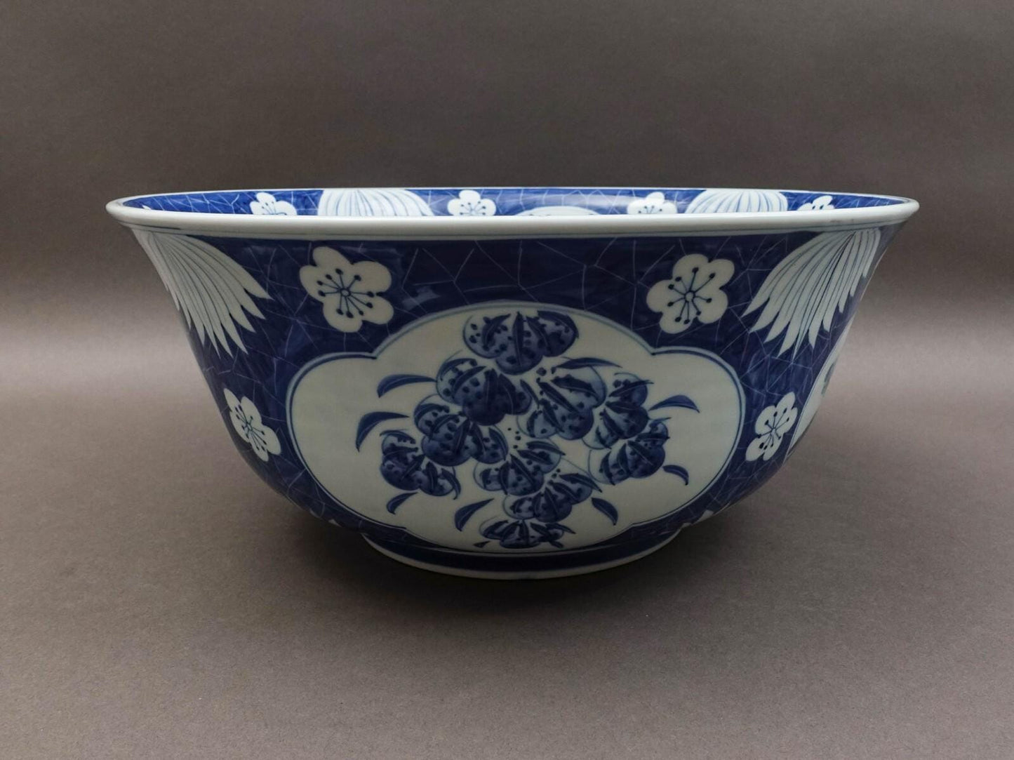 Maitland Smith Large Chinoiserie Blue & White Porcelain Centerpiece Bowl 14 1/2"