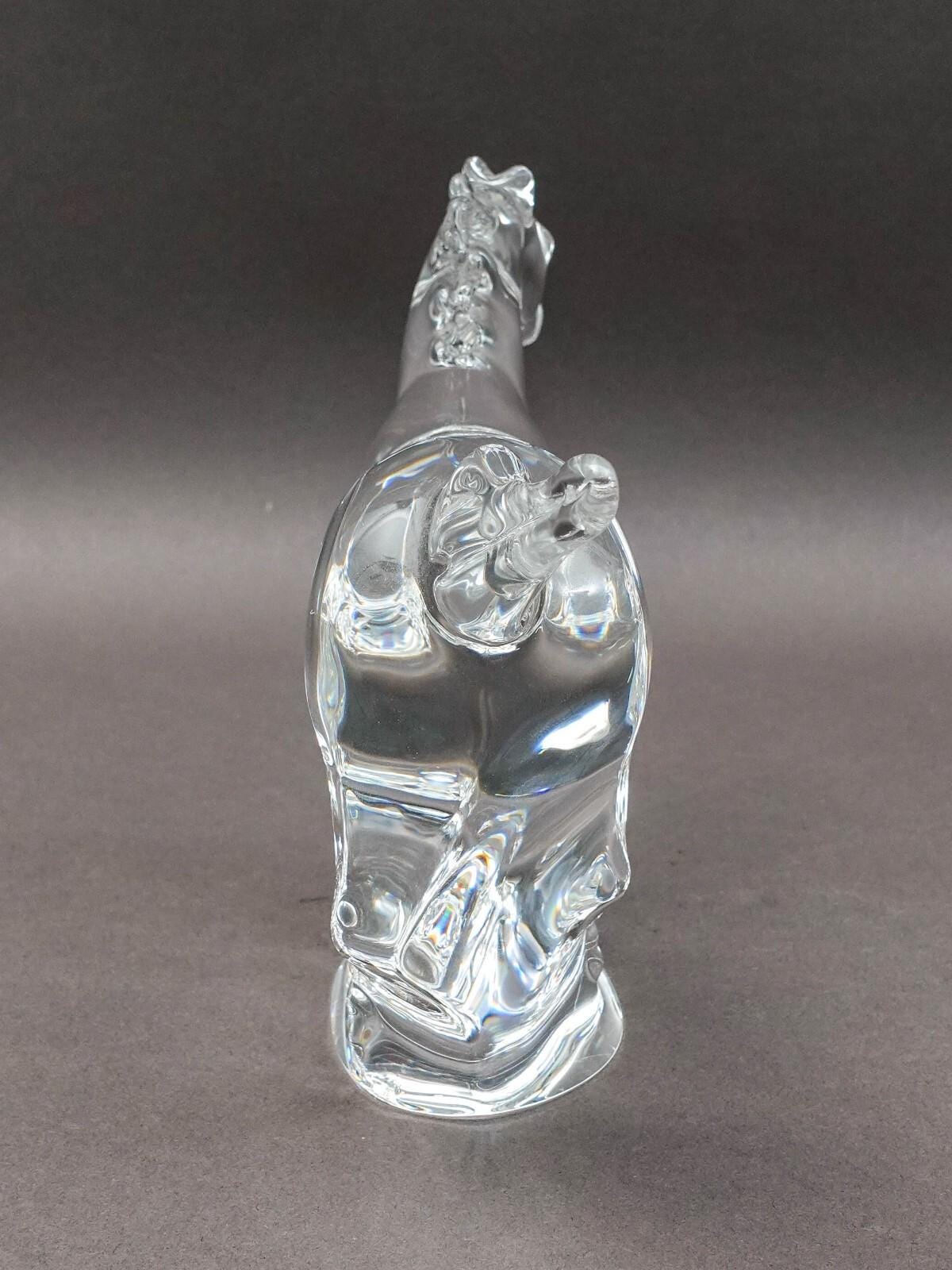 Steuben Crystal Signed Peter Drobny Full Gallop Horse Glass Figurine Sculpture