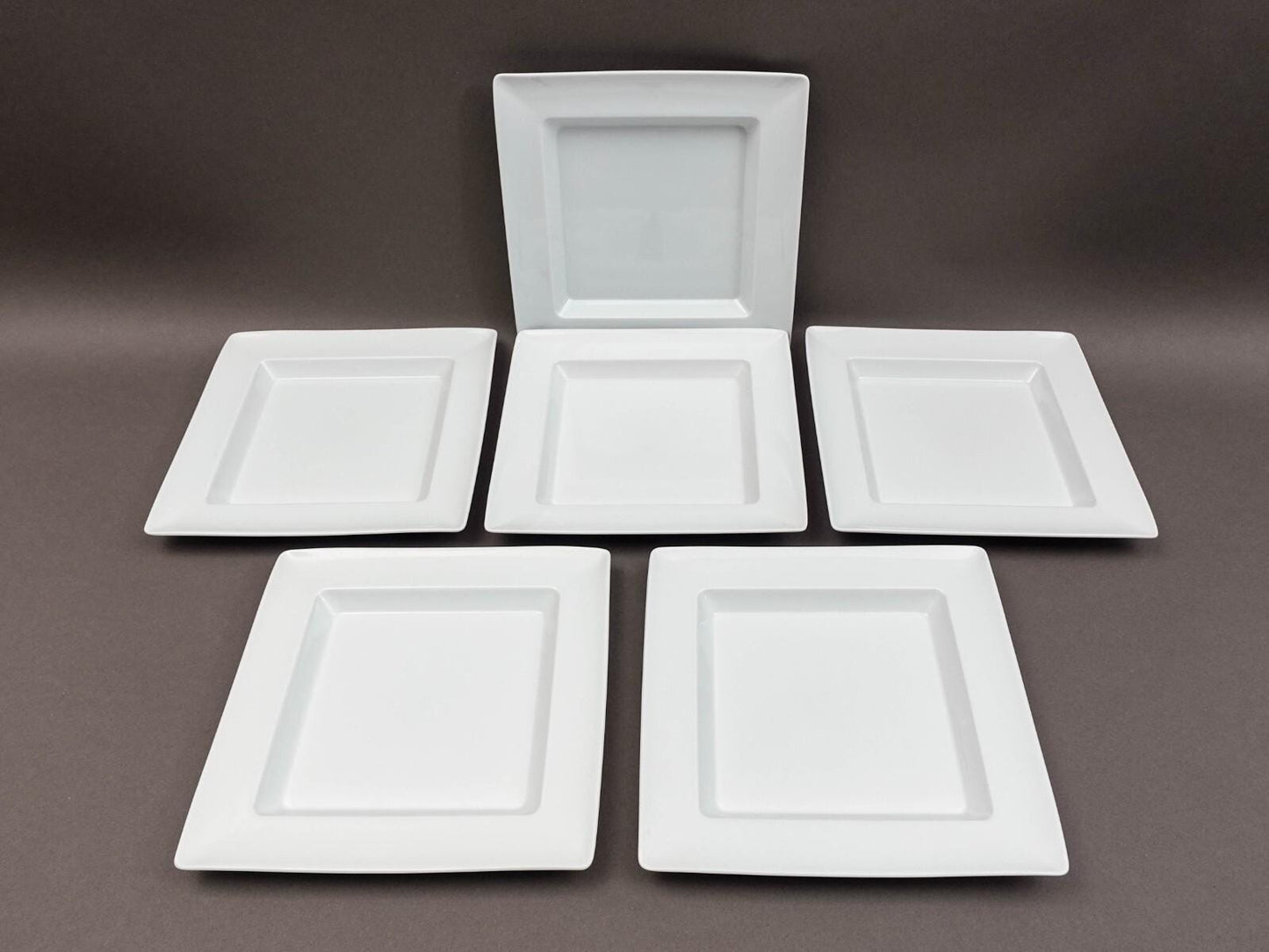 Apilco France Zen Porcelain 9 3/8" Deep Square Rim Dinner Plate Set Of 6