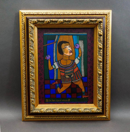 Chenco Columbian Artist "In Hoc Signo Vinces" Acrylic On Paper Painting 1997